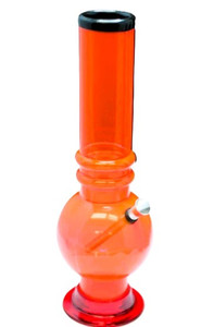 ACRYLIC WATER PIPE WITH BUBBLE CHAMBER AND 2 RINGS 12"TALL WITH 2"DIA TUBE