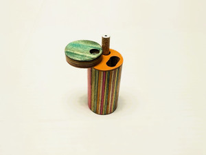 3." RAINBOW WOOD SHORT ROUND DUGOUT WITH 2.5" SHORT CIGARETTE BAT