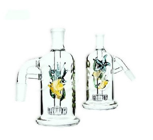 ASH CATCHER SHOWERHEAD PERC wit CUSTOM WORKED GLASS FIGURINES 14mm 90deg