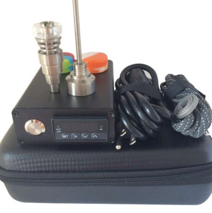 ELECTRIC ENAIL KIT with DIGITAL CONTROLLER and 20mm E-NAIL COIL. TITANIMUM 6in1 E-NAIL with QUARTZ BOWL. WORKS WITH 10mm 14mm and 18mm MALE OR FEMALE JOINT WATER PIPES. TITANIUM CARB CAP AND DABBER TOOL. 2 GOO JARS, CUSTOM PORTABLE CARRY CASE. OPERATION INSTRUCTIONS.
