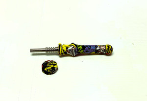 SILICONE TOBACCO COLLECTOR STRAW WITH 14mm TITANIUM TIP, 6in LONG. STYLE 6