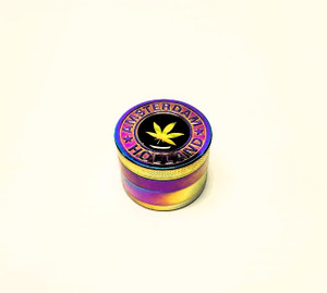 AMSTERDAM METAL RAINBOW ANODIZED 4pc GRINDER with KEEF SCRAPER 2.2in STYLE 2