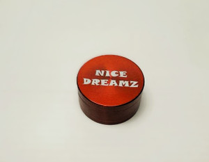 2.2in Nice Dreamz 3pc HIGH QUAILITY ANODIZED METAL GRINDER with KNURLED FINGER GRIPS and KEEF SCRAPER RED COLOR 2.2in Nice Dreamz 3pc HIGH QUAILITY ANODIZED METAL GRINDER with KNURLED FINGER GRIPS and KEEF SCRAPER RED COLOR