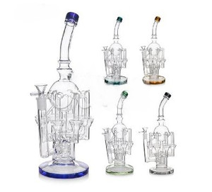 HITTN GLASS 13in OCTOPUS 8 ARM RECYCLER WATER PIPE SHOWERHEAD PERC 14mm BOWL ASSORTED COLORS