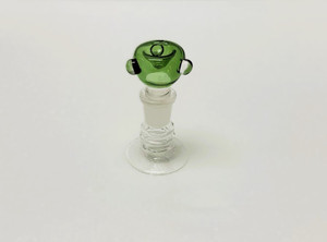 18mm GREEN GLASS BOWL WITH SIDE PULL BEAD WORK