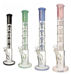 20in TALL STRAIGHT WATER PIPE with 4 each 6ARM TREE PERCS, MILK GLASS ACCENTS, 50 AND 66mm TUBES PINCHED ICE CATCHER, 14mm BOWL. ASSORTED COLORS 20in TALL STRAIGHT WATER PIPE with 4 each 6ARM TREE PERCS, MILK GLASS ACCENTS, 50 AND 66mm TUBES PINCHED ICE CATCHER, 14mm BOWL. ASSORTED COLORS