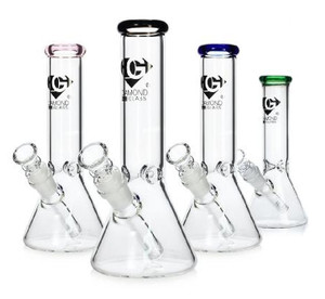 8in DIAMOND GLASS BEAKER WATER PIPE PINCHED ICE CATCHER 14mm BOWL 8in DIAMOND GLASS BEAKER WATER PIPE PINCHED ICE CATCHER 14mm BOWL