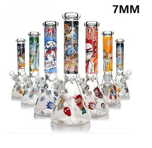14in RICK AND MORTY BEAKER WATER PIPE PINCHED ICE CATCHER LARGE BASE 7mm THICK 14mm BOWL. ASSORTED COLORS.