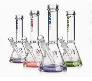 12in BEAKER WATER PIPE DISC ICE CATCHER 14mm BOWL 9mm THICK, CUSTOM COLORED BOTTOM. ASSORTED COLORS.