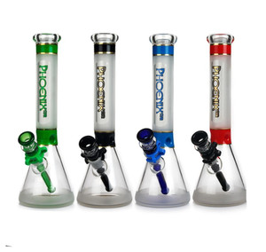 13in FROSTED BEAKER WATER PIPE PINCHED ICE CATCHER 14mm BOWL 5mm THICK. ASSORTED COLORS.