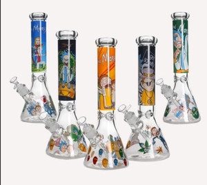 14in BEAKER WATER PIPE 7mm THICK PINCHED ICE CATCHER 50mm DIA TUBE 14mm BOWL RICK AND MORTY DESIGNS