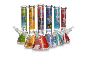 14in BEAKER WATER PIPE PINCHED ICE CATCHER 7mm THICK 14mm BOWL 50mm TUBE MIXED RICK AND MORTY COLORS 14in BEAKER WATER PIPE PINCHED ICE CATCHER 7mm THICK 14mm BOWL 50mm TUBE MIXED RICK AND MORTY COLORS