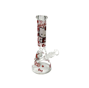 10in HELLO KITTY BEAKER WATER PIPE PINCHED ICE CATCHER 14mm BOWL. ASSORTED STYLES