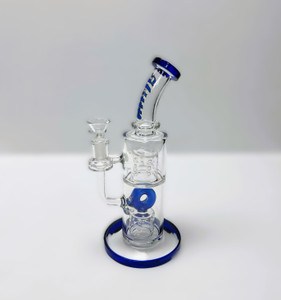 10in 14mm HITTN BENT NECK WATER PIPE DONUT PERK WITH BAFFLE