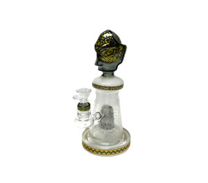8.5in 14mm AZTEC HEAD WATER PIPE WITH REVERSE PYRAMID PERC. WHITE OR GREEN. VERY SLICK PIECE!