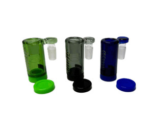 18mm 90deg HITTN ASH CATCHER RECLAIMER WITH SILICONE JAR. ASSORTED COLORS EXCELLENT QUAILITY.
