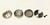 LARGE CONCAVE METAL GRINDER SET, 4pc, silver, 2.5in DIA, heavy duty with keef scraper.