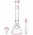 10in Hello Kitty clear glass Pinched Ice Catcher Water Pipe with 14mm bowl and pink accents.