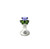 14mm BOWL WITH BUTTERFLY PULL, purple glass bowl with green butterfly pull, clear base.