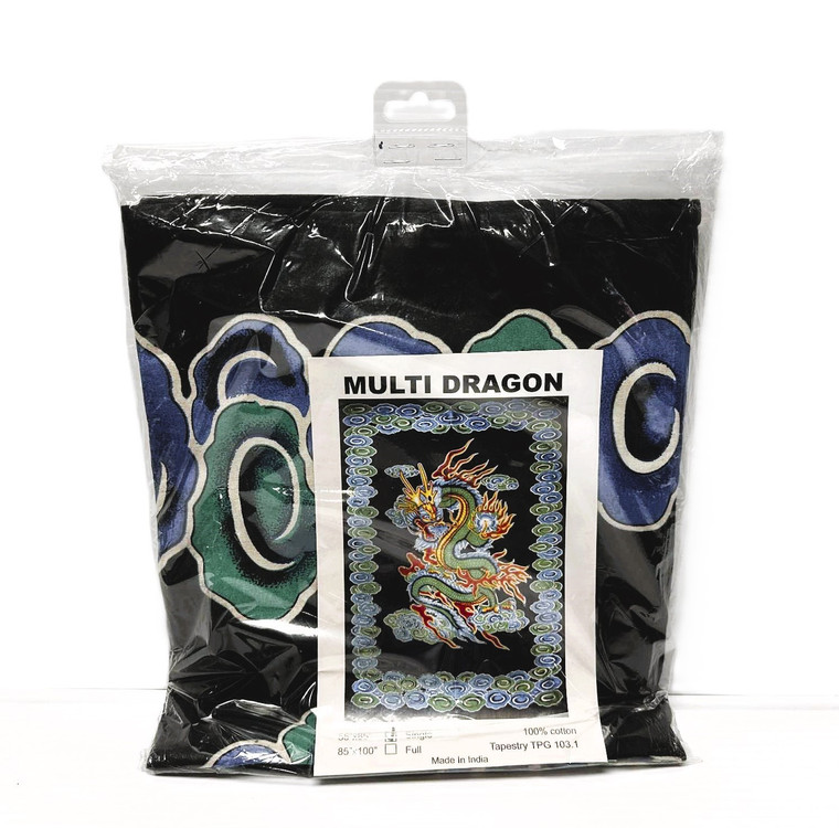 MULTI DRAGON WALL TAPESTRY 55x85in