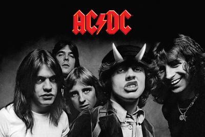 ACDC HIGHWAY TO HELL band poster, 24x36 inches, featuring the iconic rock group in black and white.