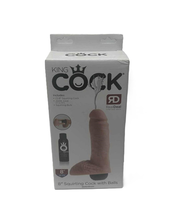 KING COCK 8in SQUIRTING COCK WITH BALLS BY PIPEDREAM