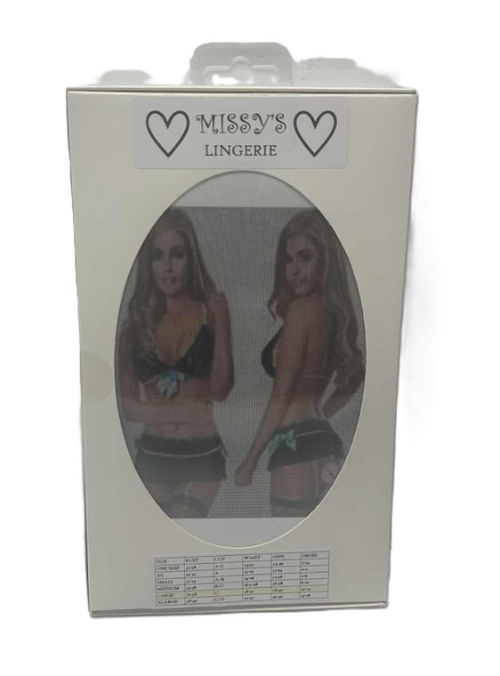 MISSY'S LINGERIE 2 PC BLUE RIBBON SET LARGE