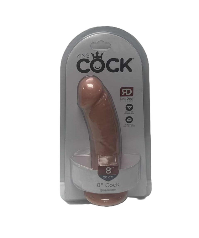 KING COCK 8in x 1.8 DIA WITH SUCTION CUP. HARNESS CAPABLE BY PIPEDREAM