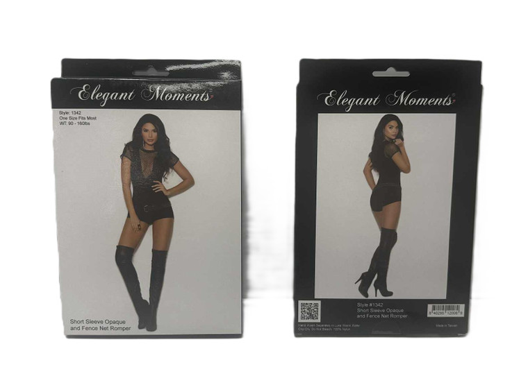 SHORT SLEEVE OPAQUE AND FENCE NET ROMPER