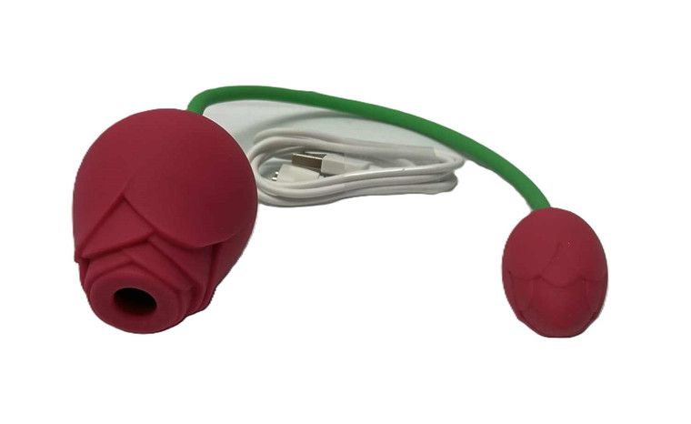 PINK SILICONE DUAL MOTOR SUCKING ROSE TOY WITH VIBRATING EGG TAIL MULTI FUNCTION AND RECHARGABLE, LIMITED SUPPLY, SOLD AS A NOVELTY ONLY.