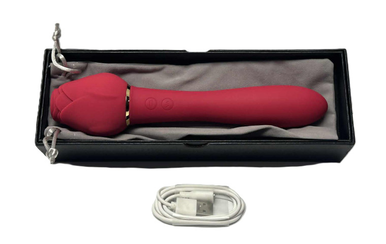 ROSE WAND DUAL MOTOR SUCKING, VIBRATING AND THRUSTING MULTI FUNCTION SOFT SILICONE. RECHARGABLE. COMES WITH 5 SUCKING MODES AND 10 VIBRATION MODES. HANDY BAG TO KEEP IT IN. SOLD AS A NOVELTY ONLY.