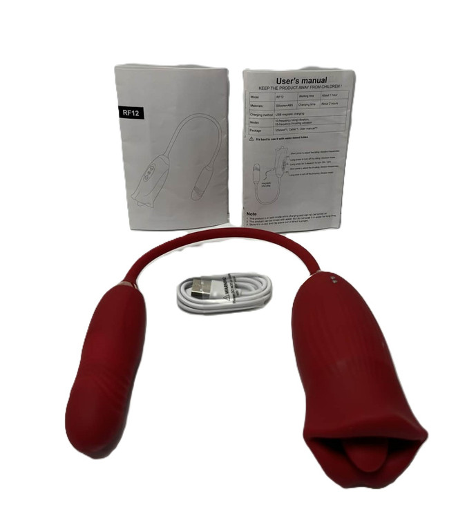 THIS TOY HAS SO MANY FUNCTIONS (10 VIBRATING, 10 TONGUE)!!! THE ROSE IS A TONGUE AND LIPS WITH AN ATTACHED BULLET THAT HAS THRUSTING/VIBRATING MODES. LIMITED SUPPLY, SOLD AS A NOVELTY ONLY.
