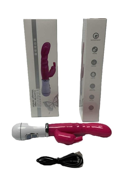 8in LONG 5in INSERTABLE BUNNY VIBE. DUAL MOTORS AND ANGLED FOR THE G SPOT. MULTI FUNCTION WATERPROOF RECHARGEABLE. LIMITED SUPPLY, SOLD AS A NOVELTY ONLY.