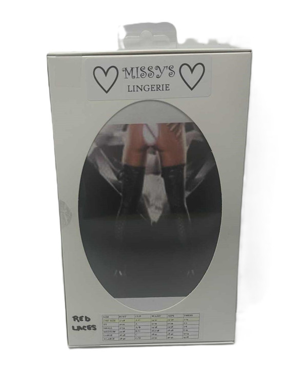 BLACK/ RED LACE UP STOCKINGS