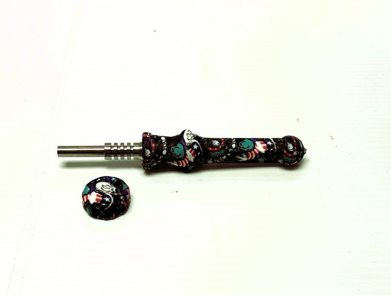 SILICONE NECTAR COLLECTOR STRAW WITH 14mm TITANIUM TIP, 6in LONG.  STYLE 1
