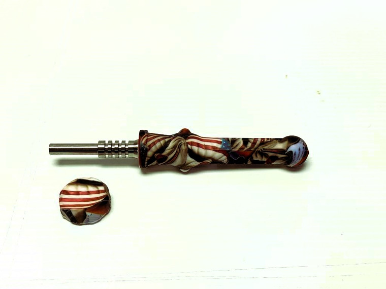 SILICONE TOBACCO COLLECTOR STRAW WITH 14mm TITANIUM TIP, 6in LONG.  STYLE 4