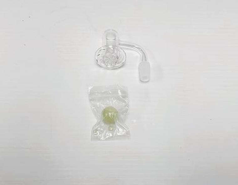 14mm MALE 90deg QUARTZ BLENDER KIT with 3pc GLOW IN THE DARK TERP BALL SET