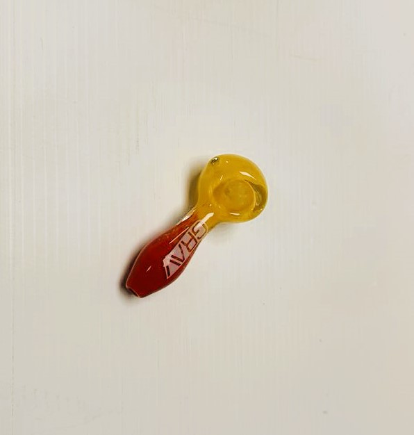 Red and yellow 4in GRAV Hand Pipe, Hand Pipes for Sale, colorful glass smoking accessory.