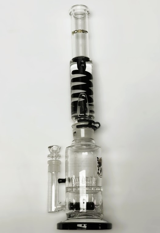 18in TALL FREEZABLE TOP STRAIGHT WATER PIPE with LARGE FOUNTAIN PERC and INLINE BOTTOM DIFFUSER 18mm BOWL. 32mm TOP JOINT WITH BLACK CLIP.