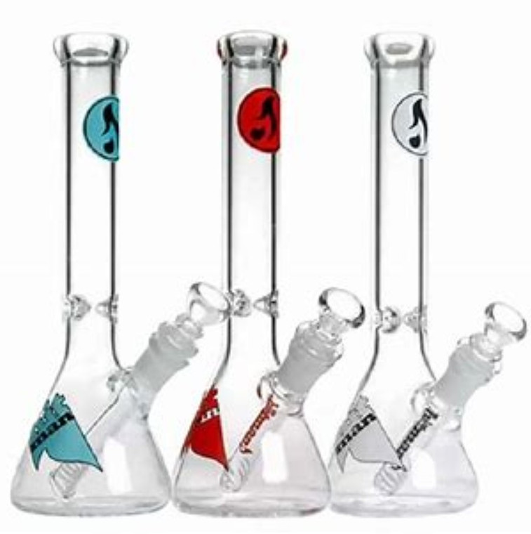 HIT MAN 10in Beaker Water Pipe in assorted colors with pinched ice catcher and 5mm thickness.