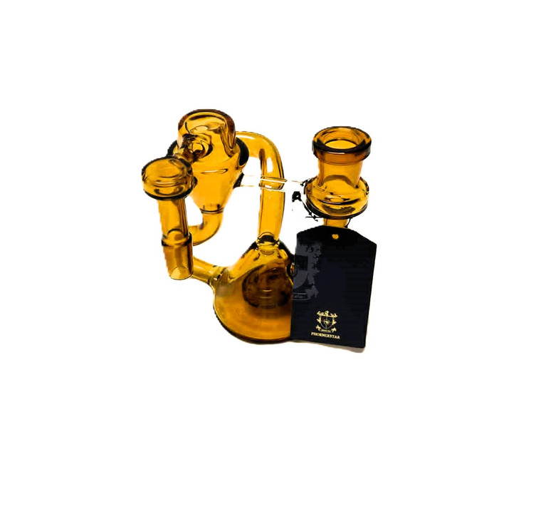 14mm 90deg PHOENIX ASH CATCHER W/RECYCLER in assorted color, depicting ASH CATCHER glass piece.