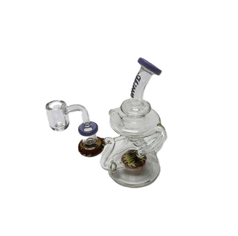 6.5IN HITTN DAB RIG WATER PIPE WITH WIG WAG WORK AND 14mm QUARTZ BANGER