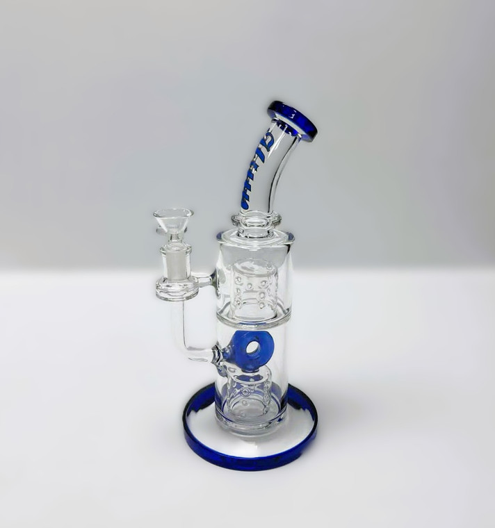 10in 14mm HITTN BENT NECK WATER PIPE DONUT PERK WITH BAFFLE