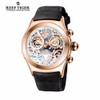 Reef Tiger/RT Chronograph Sport Watches for Men Skeleton Dial with Date Three Counters Luminous Rose Gold Unique Watches RGA792