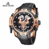 Reef Tiger/RT Mens Sport Watches with Complicated Dial Rose Gold Case Automatic Military Watch with Rubber Strap RGA3503