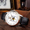 Reef Tiger/RT Fashion and Generous Watches for Men Mechanical Moon Phase Watches Double Window Date Leather Strap Watch RGA1928