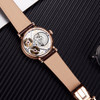 Reef Tiger/RT Brand Luxury Fashion Watches Leather Strap Skeleton Rose Gold Mechanical Watches Waterproof Casual Watches RGA1995