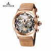Reef Tiger/RT Sport Watch For Men Skeleton Luminous Watch Year Month Date Day Rose Gold Automatic Watches RGA703