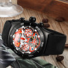 Reef Tiger/RT Mens Sport Watches Skeleton Dial and Hands Year Month Date Day Watch Luminous Black Steel Automatic Watch RGA703