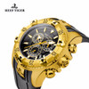 Reef Tiger/RT Sport Mens Watch with Chronograph Date Yellow Gold Rubber Strap Quartz Watches RGA303